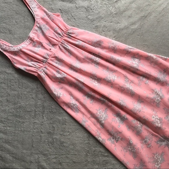VTG 70s Lady Weldon Angelic Pink Floral Lace Long Gown Maxi Nightgown Vintage S - Picture 1 of 14